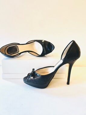 Dior black cannage open toe heels 38